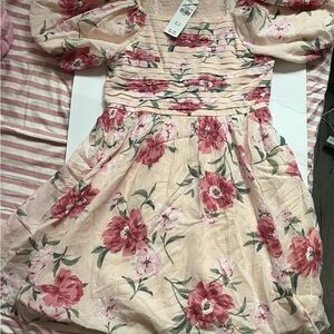 Abercrombie Kids Floral Pink and Cream Dress